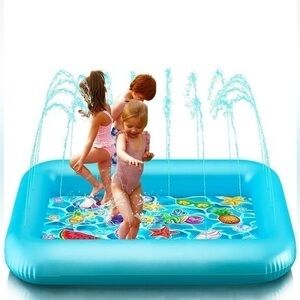 SPLASHIE POOL with Sprinkler System Pads for Toddlers and kids Blue 82" XXL